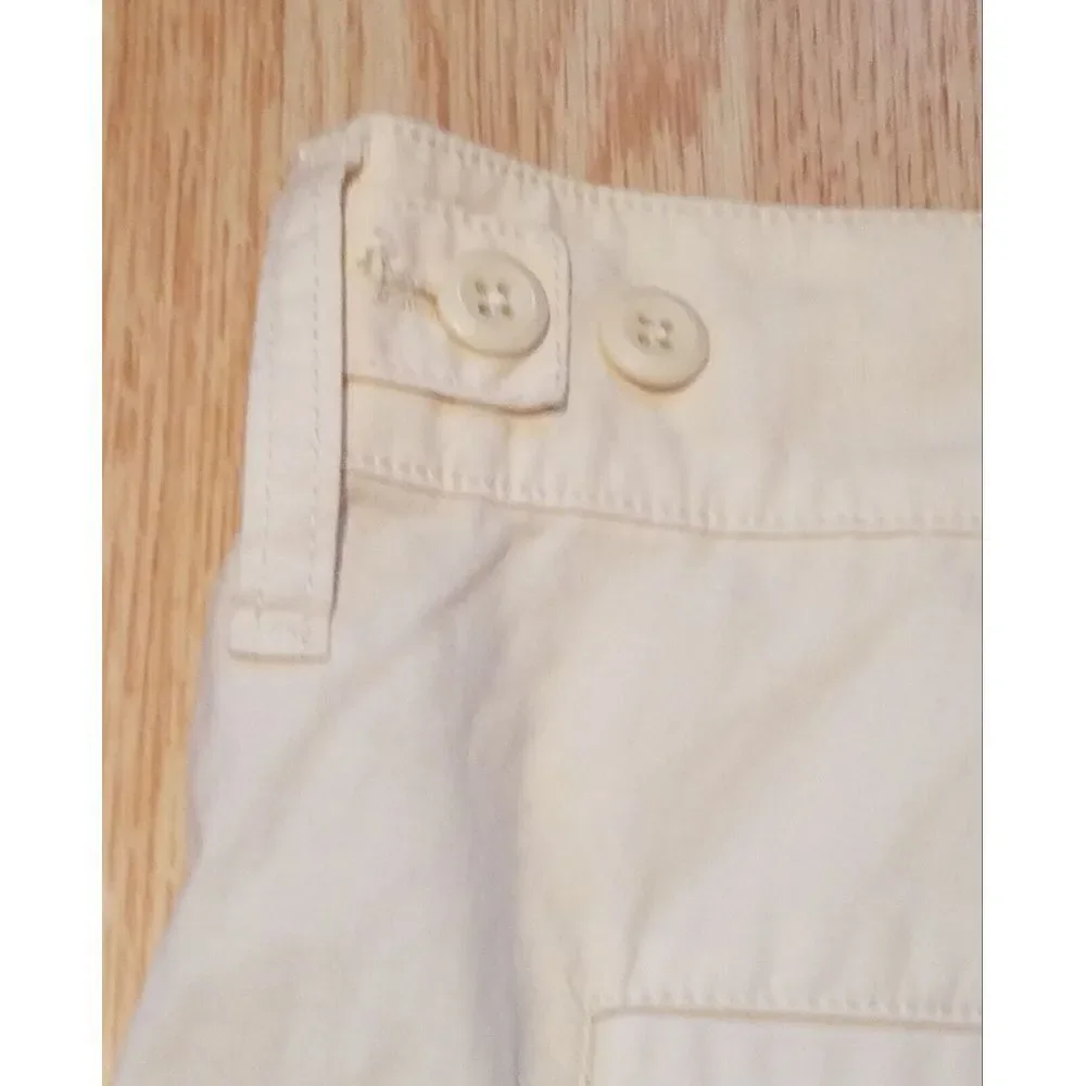 J Crew Cargo Pants Womens‎ 32 Natural Beige Ripstop Cotton Wide Leg BW538